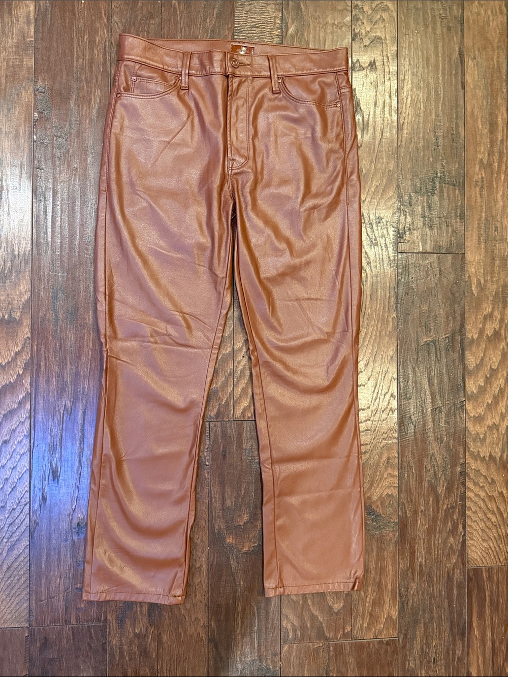 Mother Mid Rise Dazzler Ankle Vegan Leather Jean Size 30